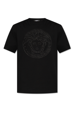 VERSACE ライセンスプレート Tシャツ S Versace Ladies Optical White Medusa Embroidered Crewneck T
